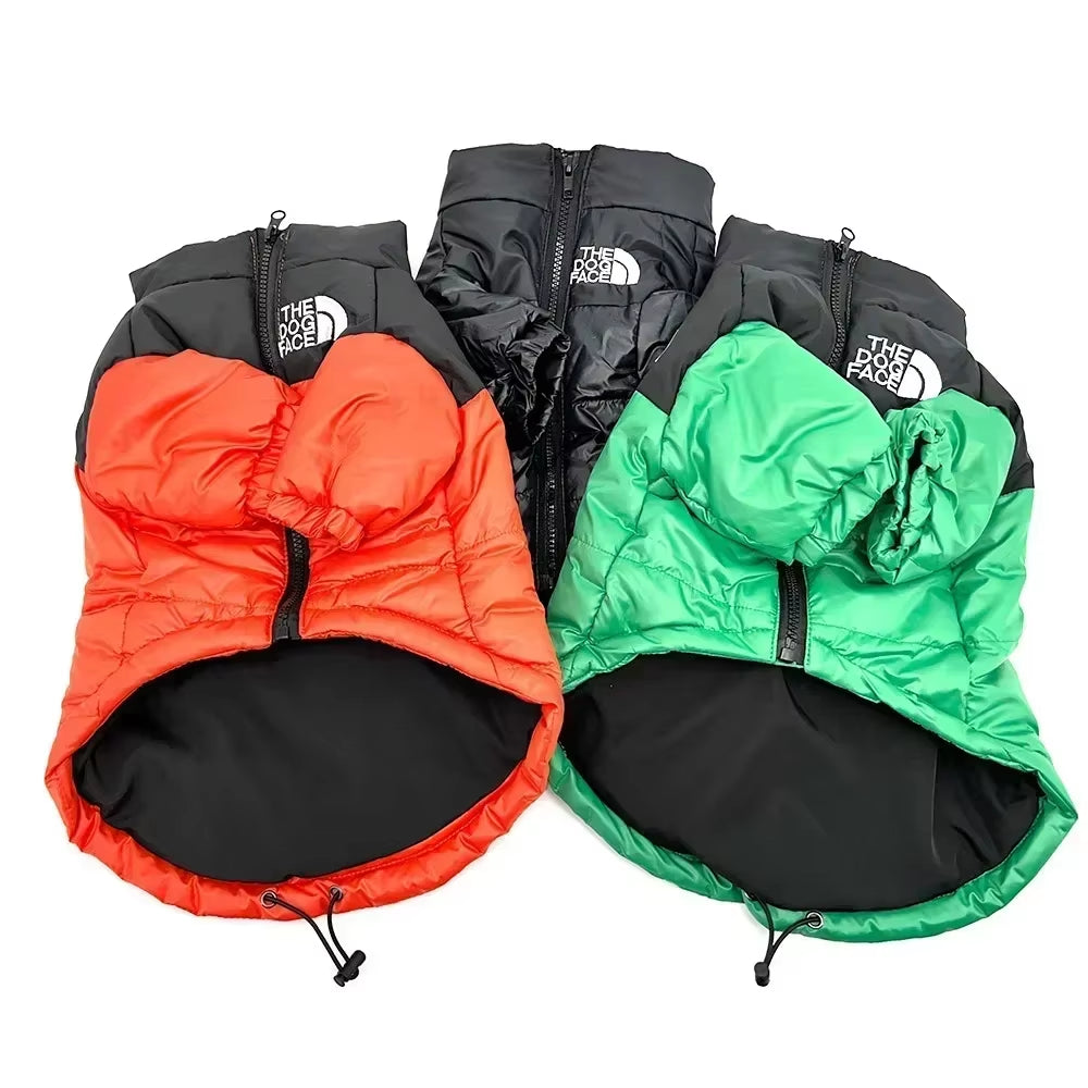 Dog Face Puffer Jacket Clothes Pet Puppy Hoodies Raincoats Warm Weatherproof Sweatshirt for Large Medium Small Dog