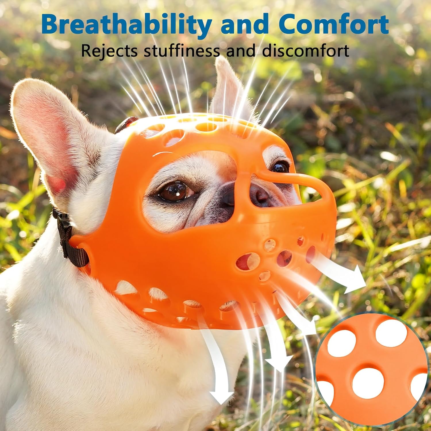 Short Snout Dog Muzzle, Soft Silicone Flat Faced Muzzle for French Bulldog Shih Tzu and Pug for Biting Chewing Licking and Grooming, Allows Panting