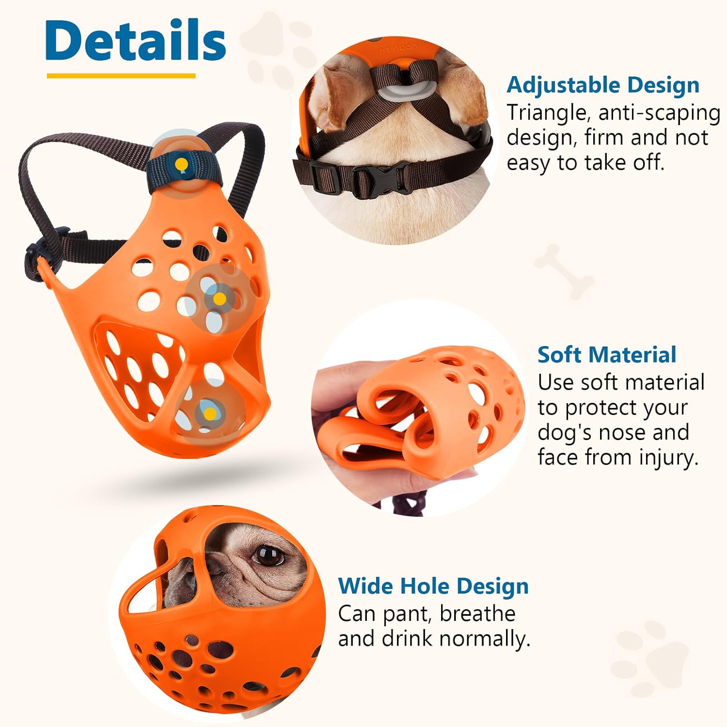 Short Snout Dog Muzzle, Soft Silicone Flat Faced Muzzle for French Bulldog Shih Tzu and Pug for Biting Chewing Licking and Grooming, Allows Panting