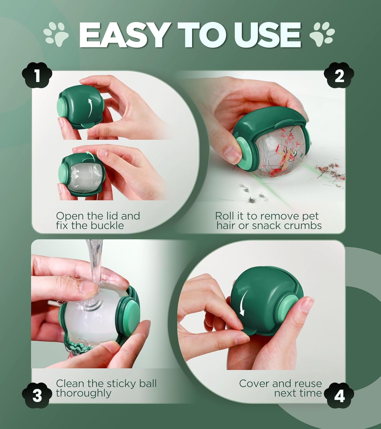 Sturdy Reusable Lint Roller Ball, Durable Washable Lint Rollers for Pet Hair Extra Sticky, Portable Lint Remover Ideal for Clothes, Bag, Travel Lint Roller Perfect for Dog & Cat Fuzz, Carpets